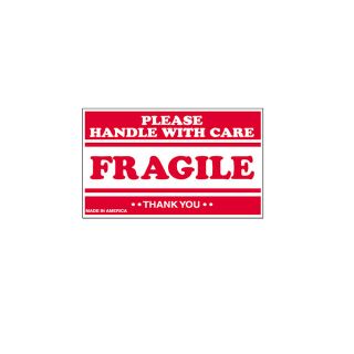 Fragile Labels   3X5   Fragile Please Handle With Care   Red