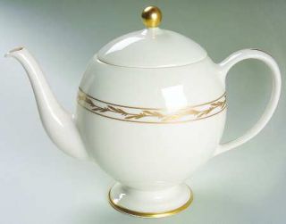Franciscan Beverly Teapot & Lid, Fine China Dinnerware   Gold Leaf Decor On Rim,