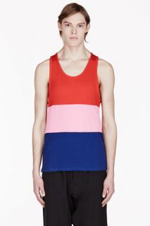 Marc By Marc Jacobs Red And Navy Colorblocked Tank Top