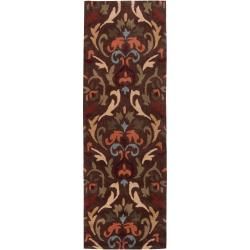 Hand tufted Brown Edging Polyester Rug (26 X 8)