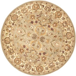 Handmade Heritage Oushak Light Green/beige Wool Rug (36 Round)