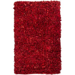 Hand woven Mandara Red Leather Shag Rug (2 X 76)