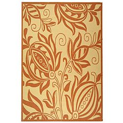 Indoor/ Outdoor Andros Natural/ Terracotta Rug (53 X 77) (IvoryPattern FloralMeasures 0.25 inch thickTip We recommend the use of a non skid pad to keep the rug in place on smooth surfaces.All rug sizes are approximate. Due to the difference of monitor c