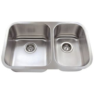 Polaris Sinks Pl825 Offset Double Bowl Stainless Steel Kitchen Sink