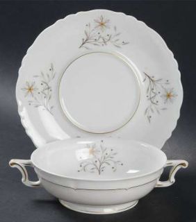 Haviland Marnelle Footed Cream Soup Bowl & Saucer Set, Fine China Dinnerware   F