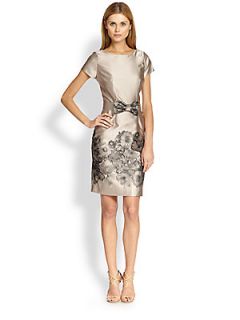 Lotusgrace Engineered Floral  Detail Dress   Taupe