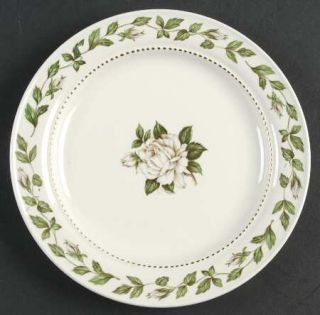 Hall Cameo Rose Bread & Butter Plate, Fine China Dinnerware   White Rose And Bud