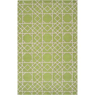 Hand tufted Oss Green Geometric Trellis Wool Rug (33 X 53)
