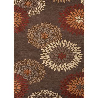 Hand tufted Transitional Floral pattern Red/ Orange Area Rug (8 X 11)