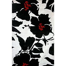 Nuloom Hand tufted Pino Collection Floral Black Rug (5 X 8)