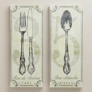 Vintage Style French Bistro Wall Art, Set of 2   World Market