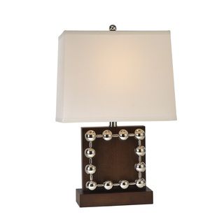 Sheffield Square 1 light Espresso Wood/ Stainless Steel Table Lamp