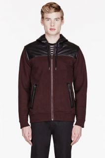 Marc By Marc Jacobs Burgundy Leather_trimmed Thompson Sweatshirt