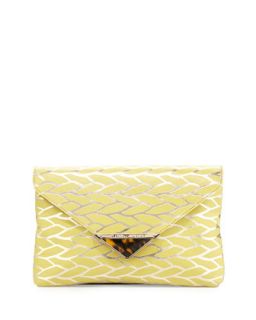 Bella Leaf Envelope Clutch Bag, Citrine/Gold