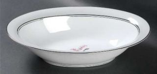 Noritake Lilybell 10 Oval Vegetable Bowl, Fine China Dinnerware   Gray Band, Pl
