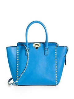 Valentino Rockstud Smooth Leather New Tote   Blue