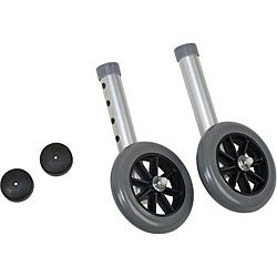 Mabis Silver Walker Wheels With Glide Cap Kits (pack Of 2)
