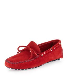 Suede Slip On Driver, Red