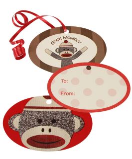 Sock Monkey Red Gift Tags