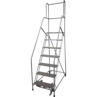 Cotterman (Rolling) Ladder w/CAL OSHA Rail Kit   70 Inch Max. Height