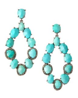 Multi Stone Turquoise Marquis Drop Earrings