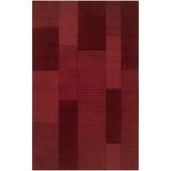 Hand crafted Solid Casual Red Carlea Wool Rug (5 X 8)
