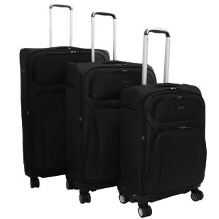 Jourdan Lightweight Black 3 piece Expandable Spinner Luggage Set (BlackMaterial 1680D nylon Two front zipper secured pocketsZipper secured internal mesh pocket and organizational compartments to maximize packing needsSpacious fully lined main compartment