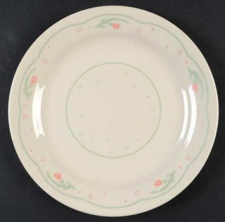 Corning Rose Trellis Salad Plate, Fine China Dinnerware   Pink Flowers,Beige Dot