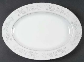 Fine China of Japan Platinum Rose 12 Oval Serving Platter, Fine China Dinnerwar