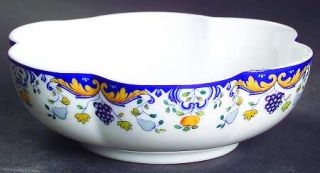 Ceralene Vendanges (Blue Trim) Medium Melon Bowl, Fine China Dinnerware   Blue E