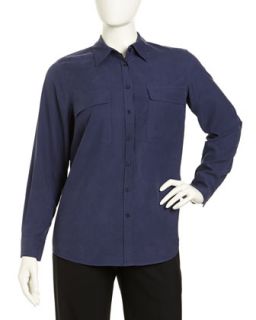 Long Sleeve Silk Safari Shirt, Womens