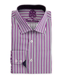 Mixed Stripe Poplin Dress Shirt, Purple
