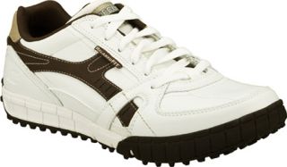 Mens Skechers Relaxed Fit Floater Down Time   White/Brown Sneakers