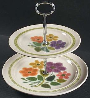 Franciscan Floral (Usa, Rim Shape) 2 Tiered Serving Tray (Dp, Sp), Fine China Di