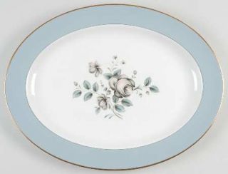 Royal Doulton Rose Elegans 15 Oval Serving Platter, Fine China Dinnerware   Blu