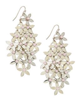 Crystal Clustered Flower Earrings, Pink