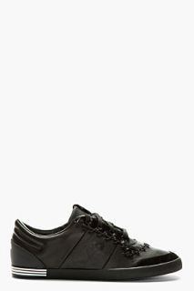 Y_3 Black Leather And Suede Plimsoll Sneakers