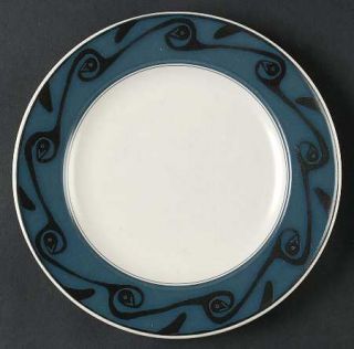 Mikasa Madeira Salad Plate, Fine China Dinnerware   Stoneware,Blue Rim  With Bla