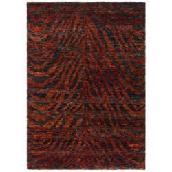 Hand knotted Vegetable Dye Tiger Red/ Black Rug (6 X 9)