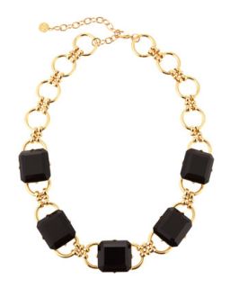 Square Stone Chain Necklace, Black