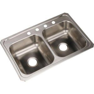 Elkay CR33224 Celebrity Top Mount Double Bowl Kitchen Sink, Stainless Steel 33
