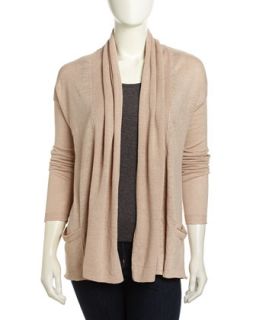 Two Pocket Open Front Linen Cardigan, Sand