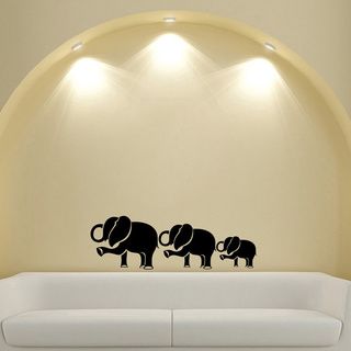 Mom And Baby Elephants Leg Up Animal Wall Vinyl Decal (Glossy blackDimensions 25 inches wide x 35 inches long )