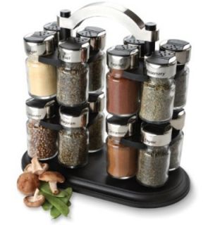 Olde Thompson 16 Jar Twin Carousel Spice Rack w/ Spices, 12 in