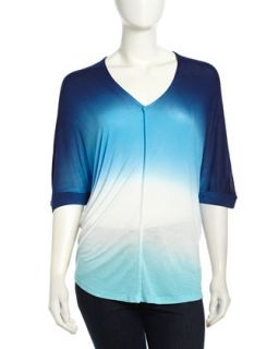 Aleen Ombre Exposed Seam Top, Navy Ombre