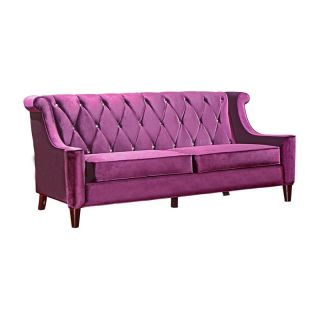 Armen Living Barrister Sofa   Purple Velvet with Crystal Buttons   LC8443PURPLE