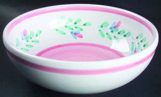 Caleca Pink Garland 10 Round Vegetable Bowl, Fine China Dinnerware   Pink Borde