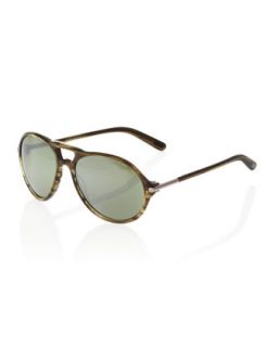 Havana Oval Sunglasses, Green