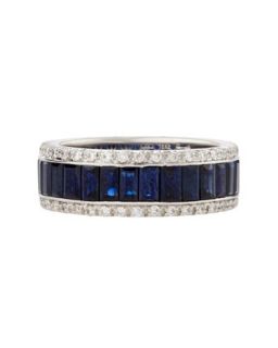 Sapphire Baguette & Diamond Channel Ring, Size 7