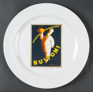 Pottery Barn Vintage Posters Dinner Plate, Fine China Dinnerware   White, Poster